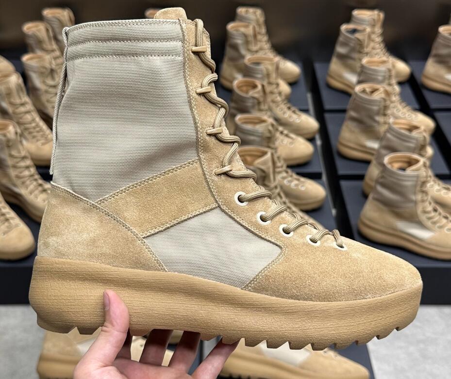 High top designer west season brown suede boots exclusive genuine leather lace up military desert outdoor tooling boot