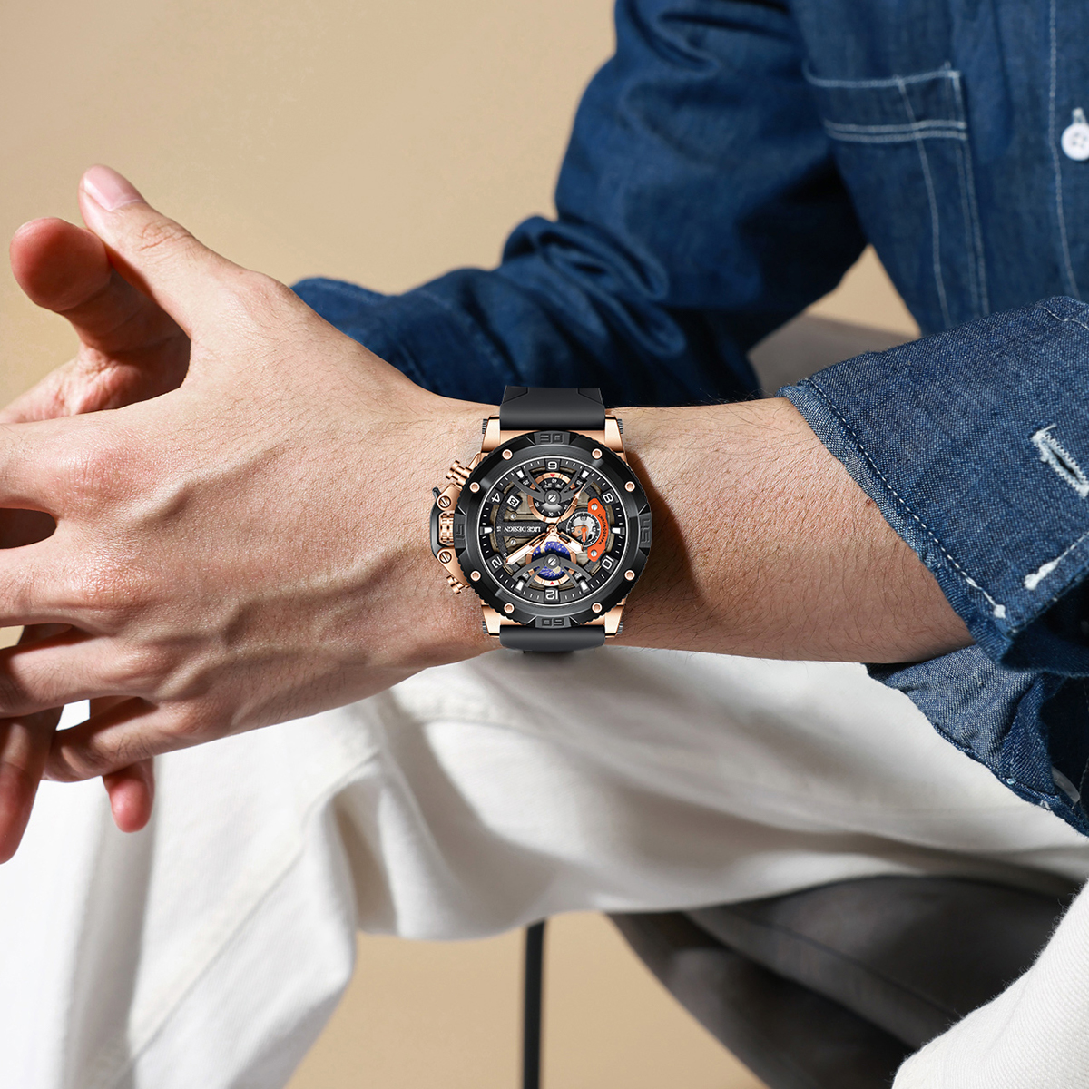 Lige's new sports watch, casual men's watch, waterproof calendar, quartz watch, multifunctional night light men's watch