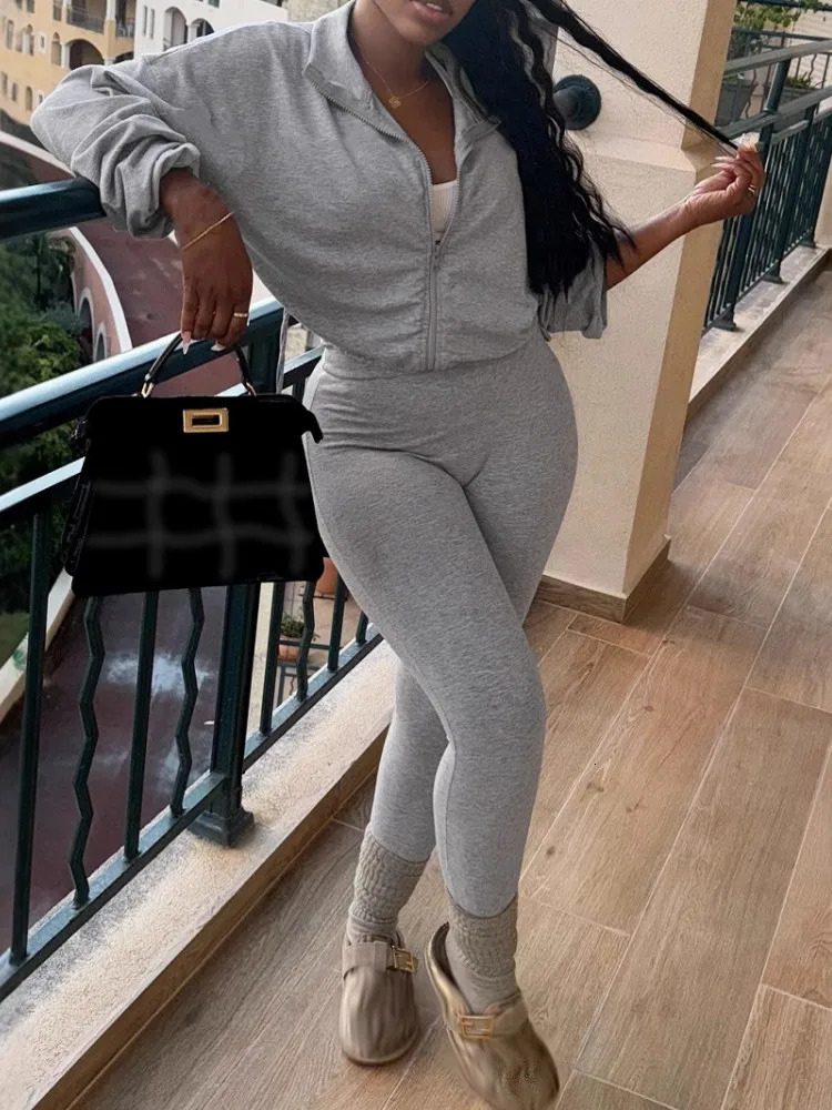 2 Piece Women Sets 2025 Arrival Plus Size Spring Summer Matching Grey Top And Pants Suits Outfits Oversized Clothing 250122