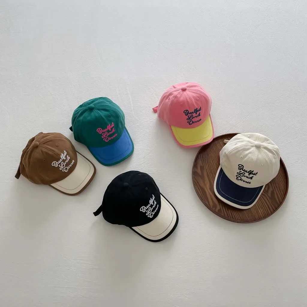 Korean Fashion Letter Childrens Baseball Hat Spring and Autumn Boys and Girls Sunset Match Colorful Duck Tongue Hat Baby Toe Hat M250121