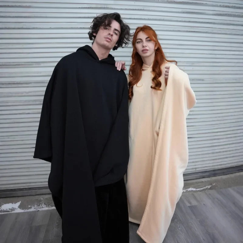Eden Hoodie Trendy Cloak Robe Man Women Sweatshirt Casual Loose Solid Color with Hat Comfy Walking Cape Mantle 250120