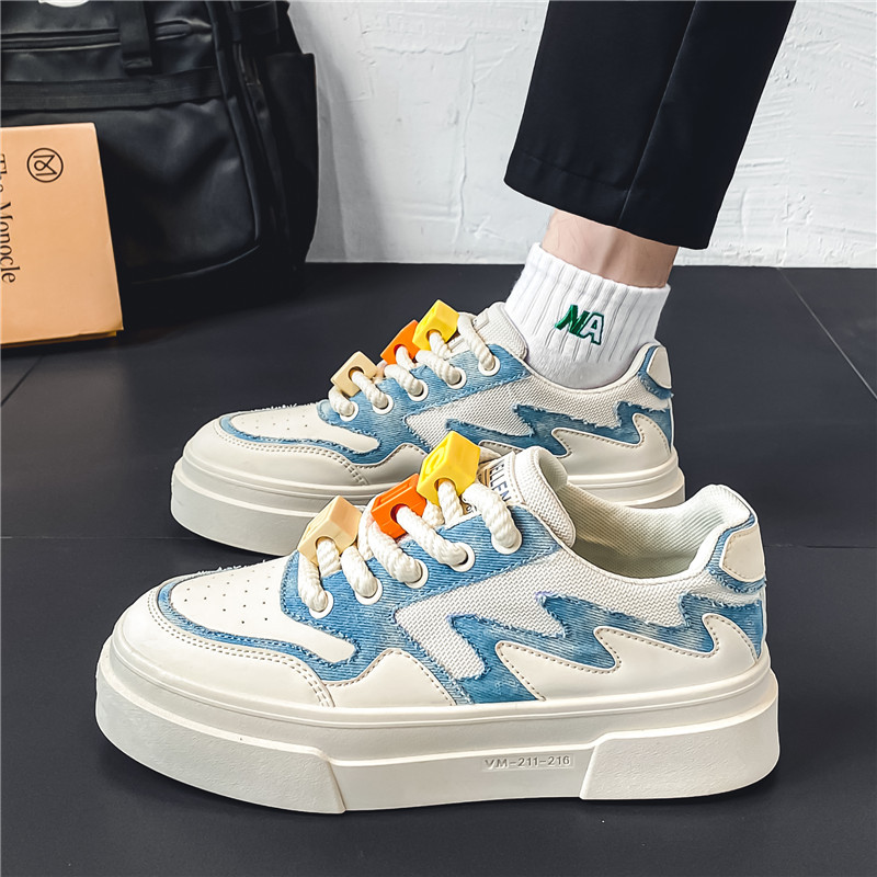 Men Casual Shoes Thick Sole Fashion Design Sense Versatile Triple Black Blue Free shipping
