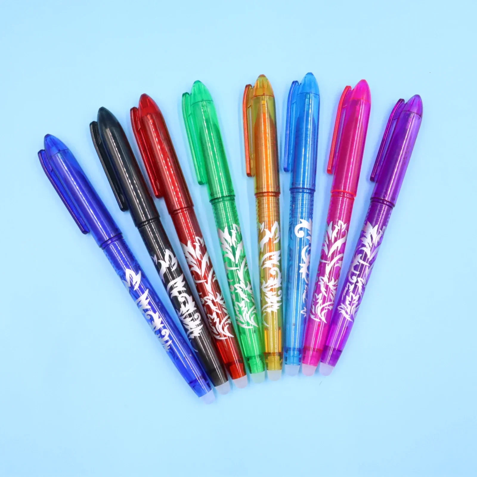 8pcs Multi-Color Erasable Gel Pen 0.5mm Tip Painting Writing Drawing School Black Blue Red Pink Orange Green Purple Light Blue 250121