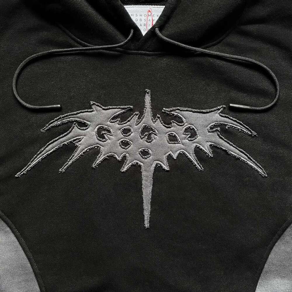 Gothic Retro Embroidery Pattern Black And Gray ing Oversized Hoodie Men's Y2K New Haruku Hip-hop Sweatshirt Street Wear