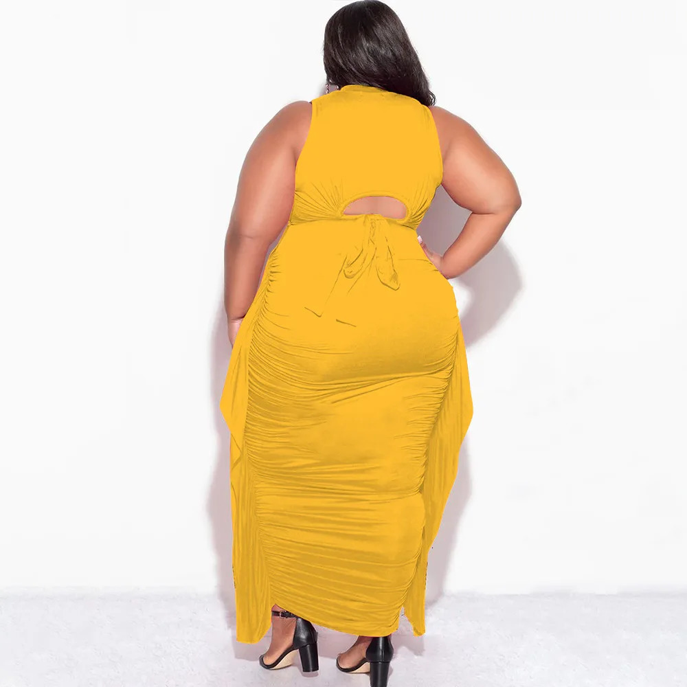 CMYAYA Plus Size Elegant Women Two 2 Piece Set Outfits 2024 Summer Tshirt Long Skirts Suits Casual Ruffles Fitness Tracksuit 250122