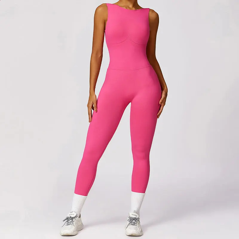 Women Seamless Jumpsuits Yoga Suit Dance Belly Tightening Fitness Workout Set Stretch Bodysuit Push Up Gym Clothes 250114
