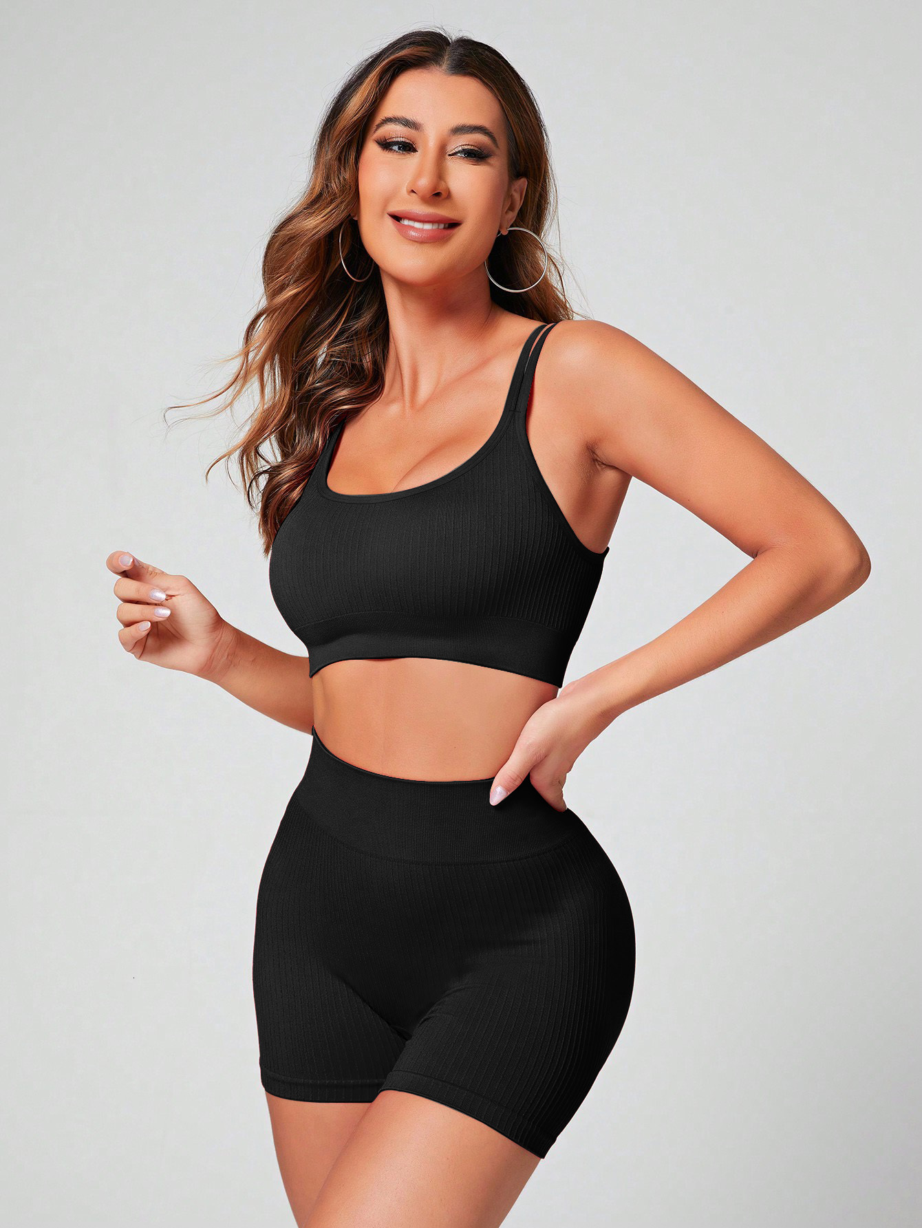 2025--Women's Workout Sets 2 Piece Yoga Outfit High Waisted Biker Shorts Leggings Sports Bra Gym Fiess Clothes Tracksuit