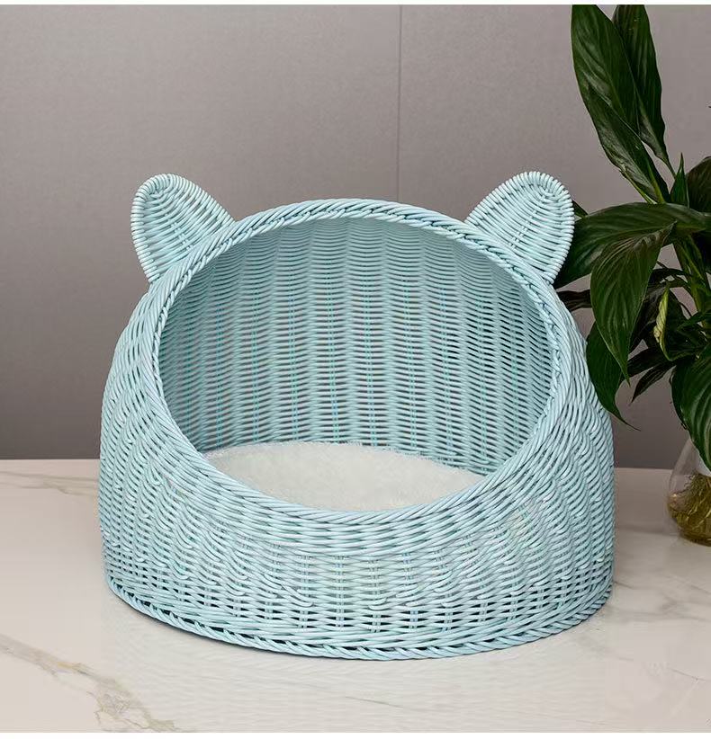 Vine woven cat dog rabbit winter warm nest, washable, odorless, ventilated, breathable pet cage, suitable for all seasons