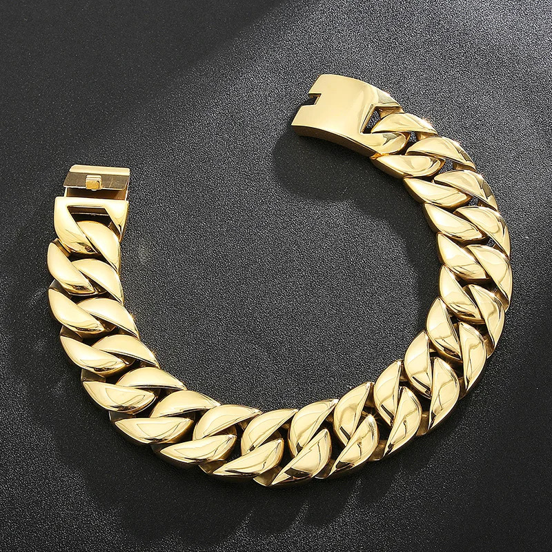 Kalen 20mm31mm Punk Mens Womens Stainless Steel Necklace Heavy Larger Necklace Curb Cuban Chain Choker Jewelry 4042cm Length 250117