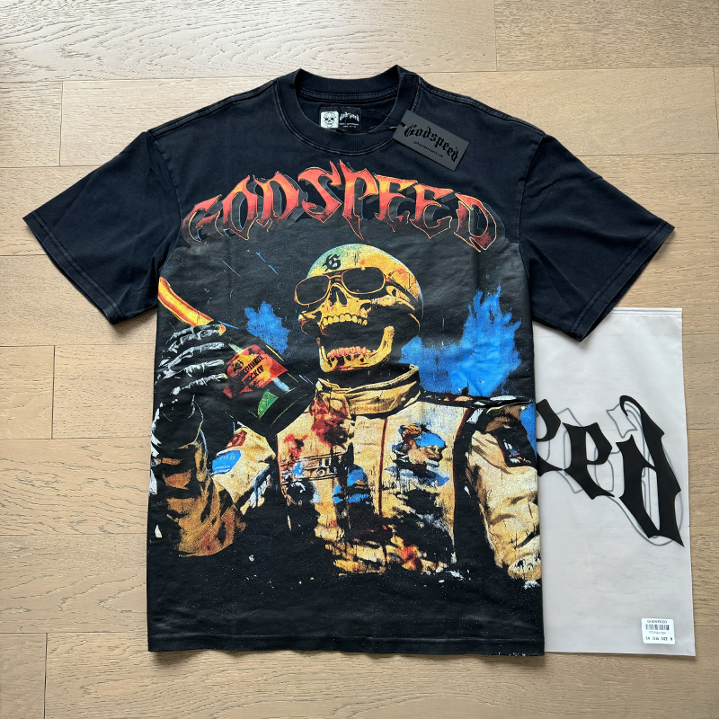 God Speed Lifes A Gamble Big Face Godspeed Render Mens and Womens T-shirt Printed High Quality O-neck Short sleeved Cotton 250408