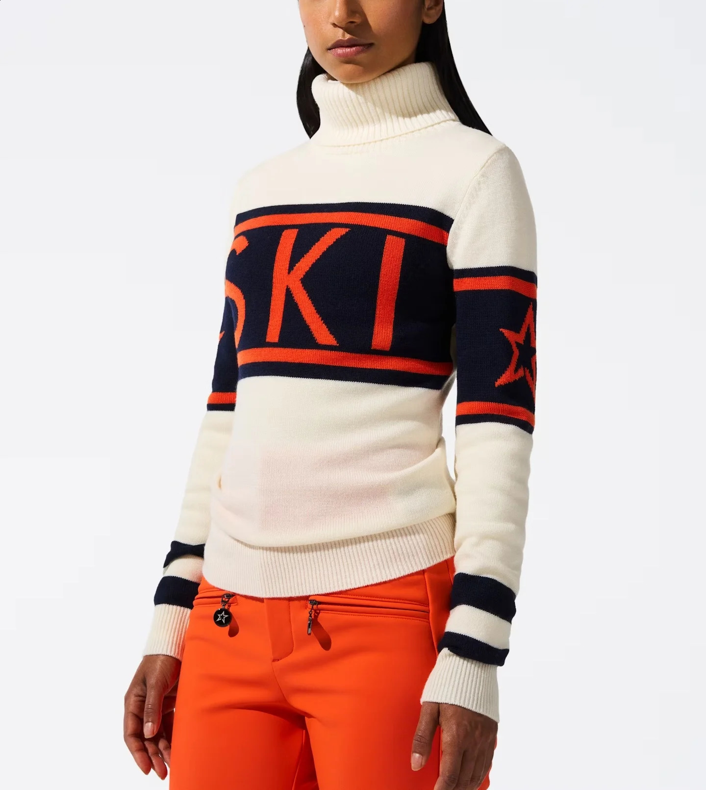 European and American winter light y womens high neck pullover sweater with letter y craft knitted 250114