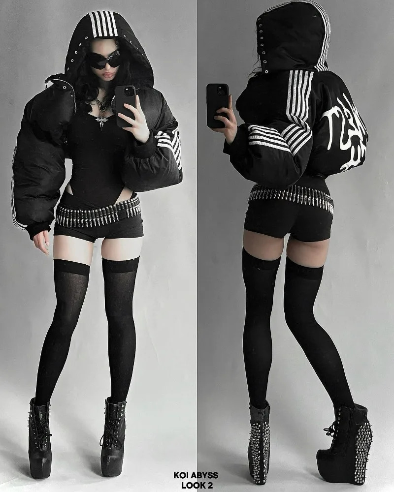 Street Personality Winter Jacket Women Warm Casual Cottonpadded Fashion Trend Harajuku Striped Loose Zipper Coat 250113Z