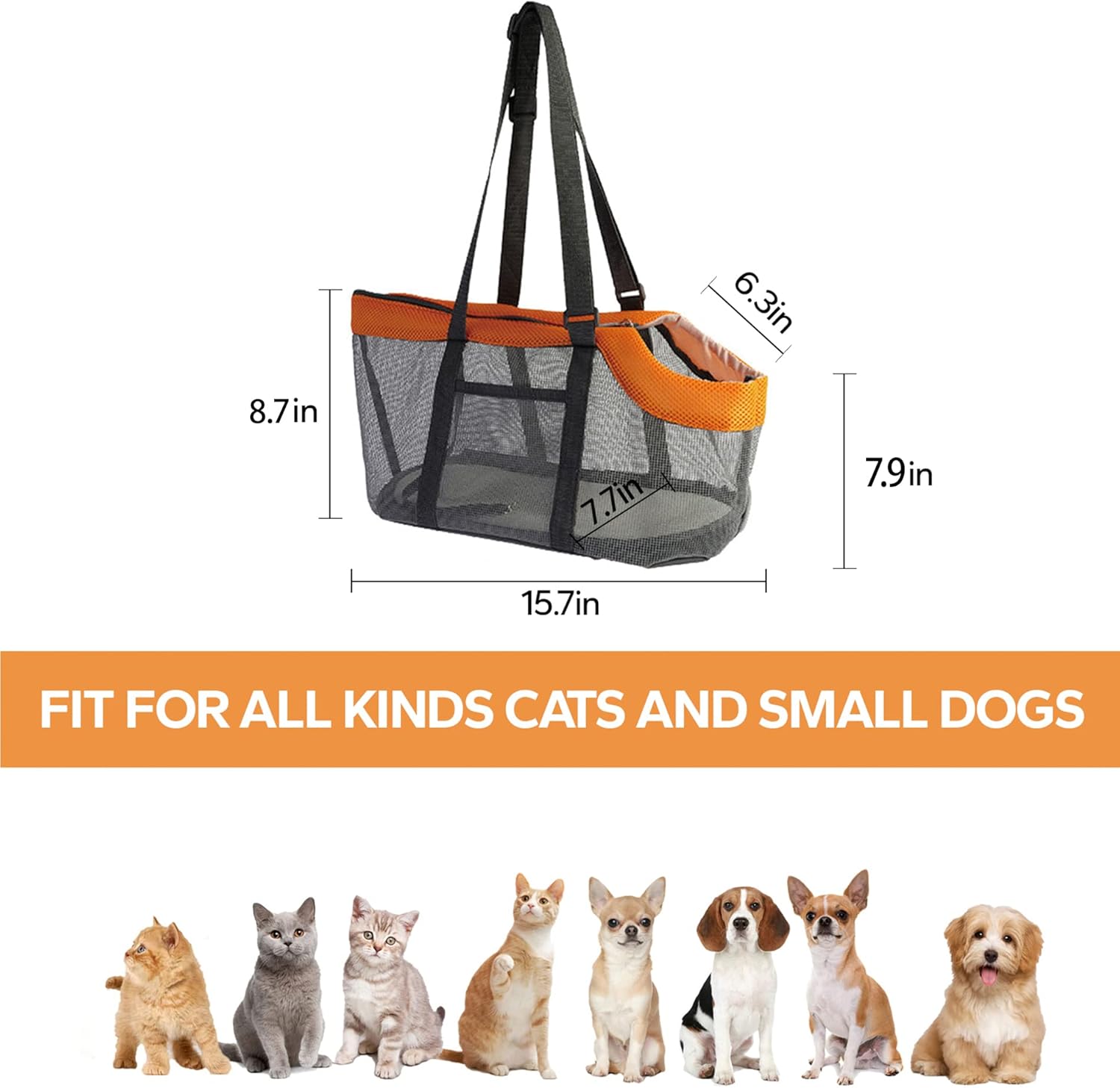 Cat Handbag Breathable Mesh Lightweight Panoramic Pet Bag suitable for small dog travel and cat transport bags (15.7 7.9 x 22.1