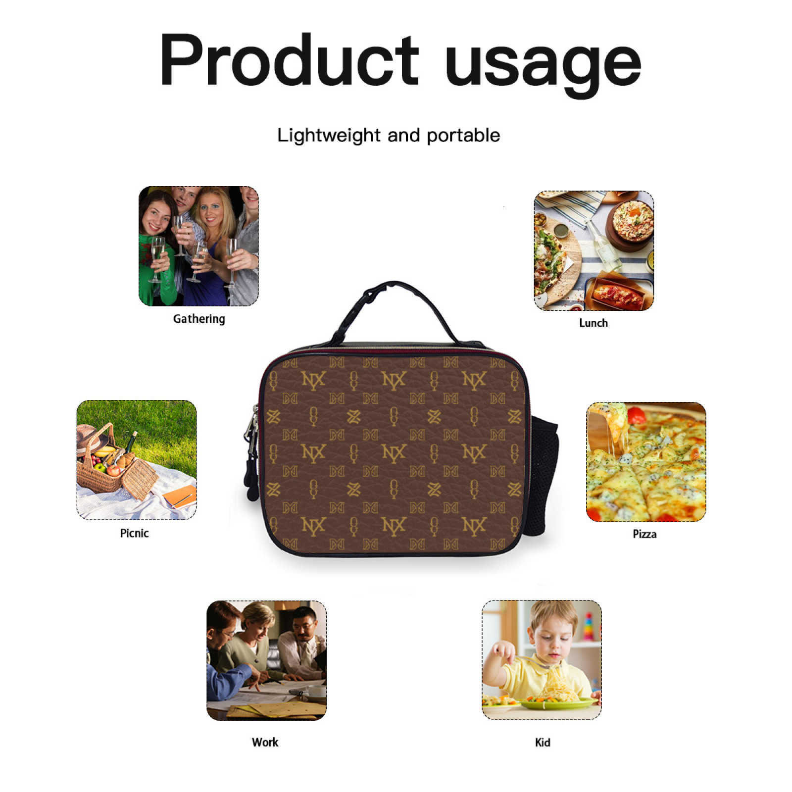 Lanjia NXY Designer Bags Portable Lunch Bag Food Thermal Box Durable Waterproof Office Leather Lunchbox With Adjustable Shoulder Strap Insulated Case 