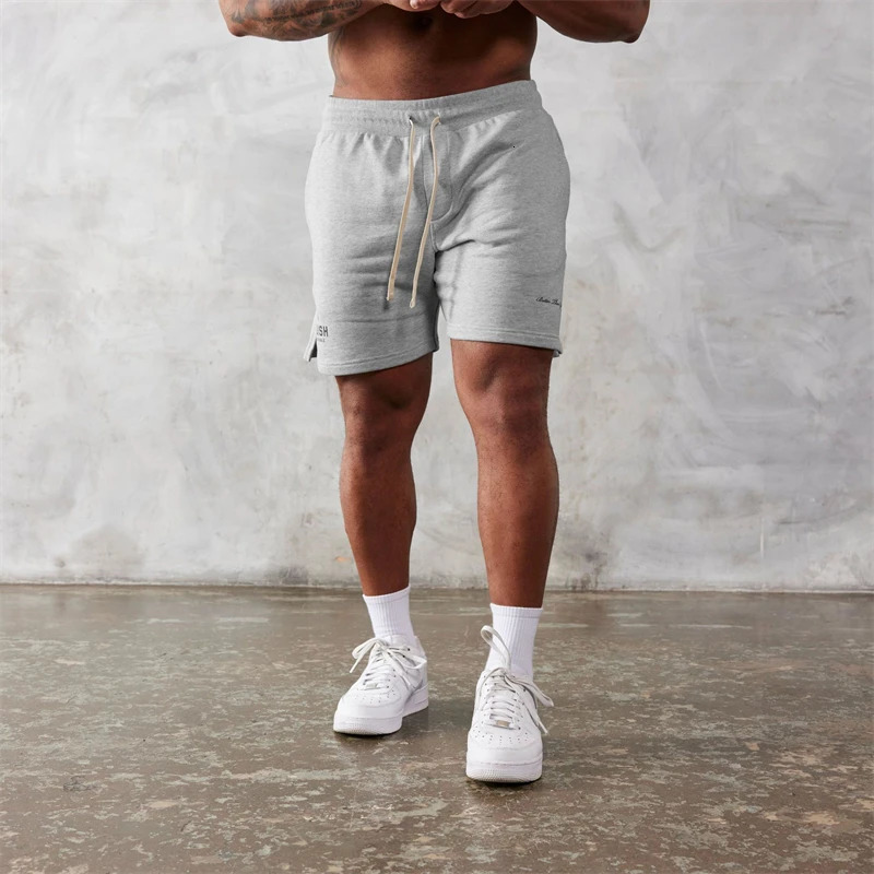 Summer cotton grey mens shorts trendy stylish five cent jogger fitness sweatpants 250122