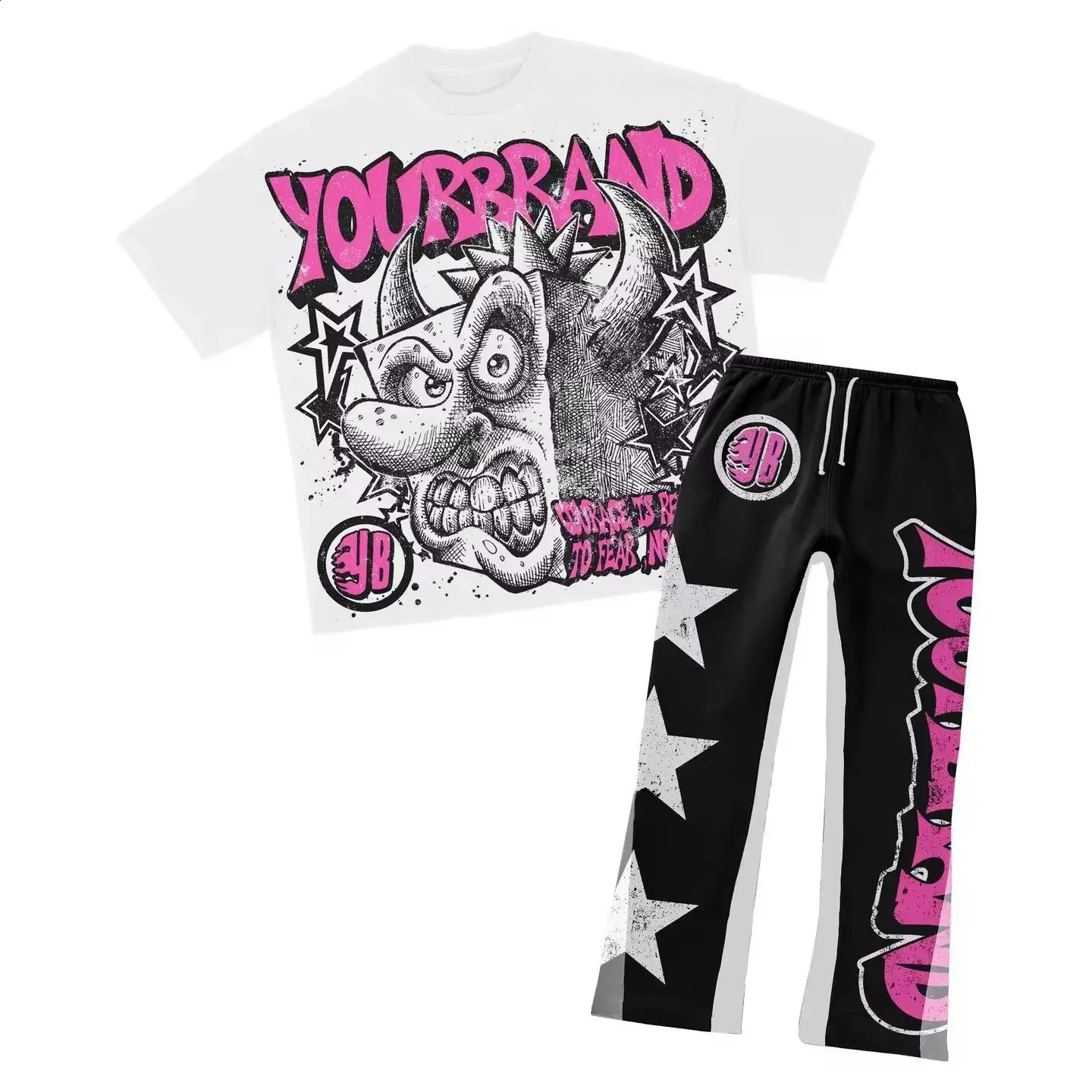 Mens Summer Clothes Couple Set Fashion Suits Personalized Patterns Prints Clothing American Style Street Graffiti T-shirts 250109