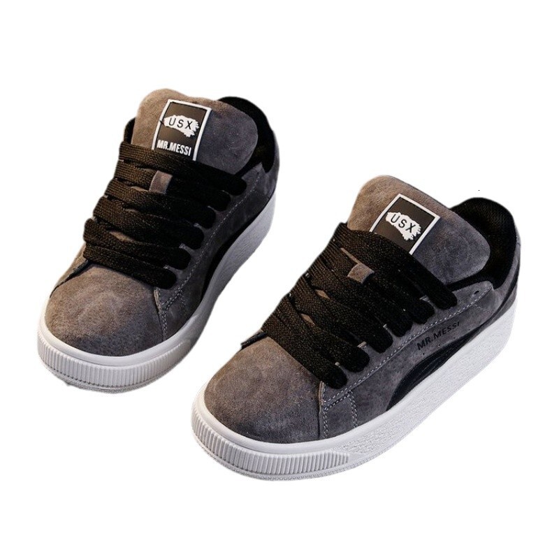 Trendy Low Top Versatile Student Genuine Soft Leather Women's Board Shoes, Casual Classic Sports Breathable Suede White Shoes