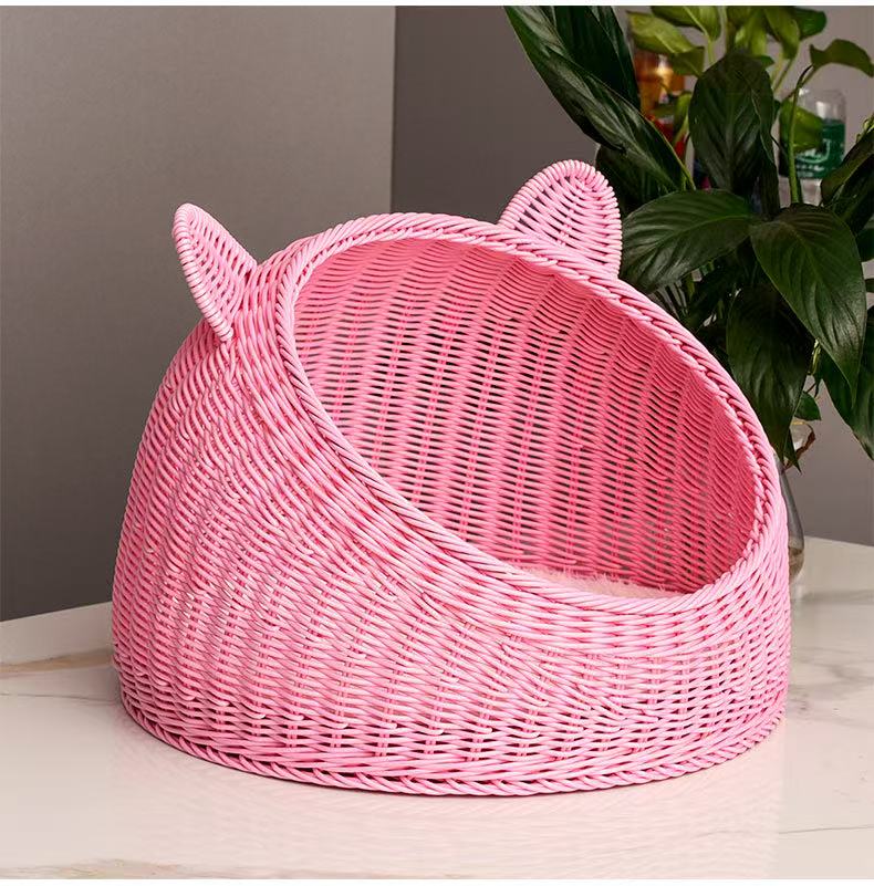Vine woven cat dog rabbit winter warm nest, washable, odorless, ventilated, breathable pet cage, suitable for all seasons