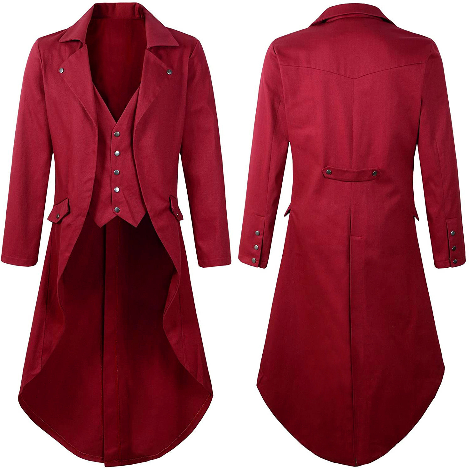 Men's Trench Coats Mens Gothic Tailcoat Jacket Vintage Steampunk Victorian Frock Coat Uniform Medieval Renaissance Vampire Jackets Slim