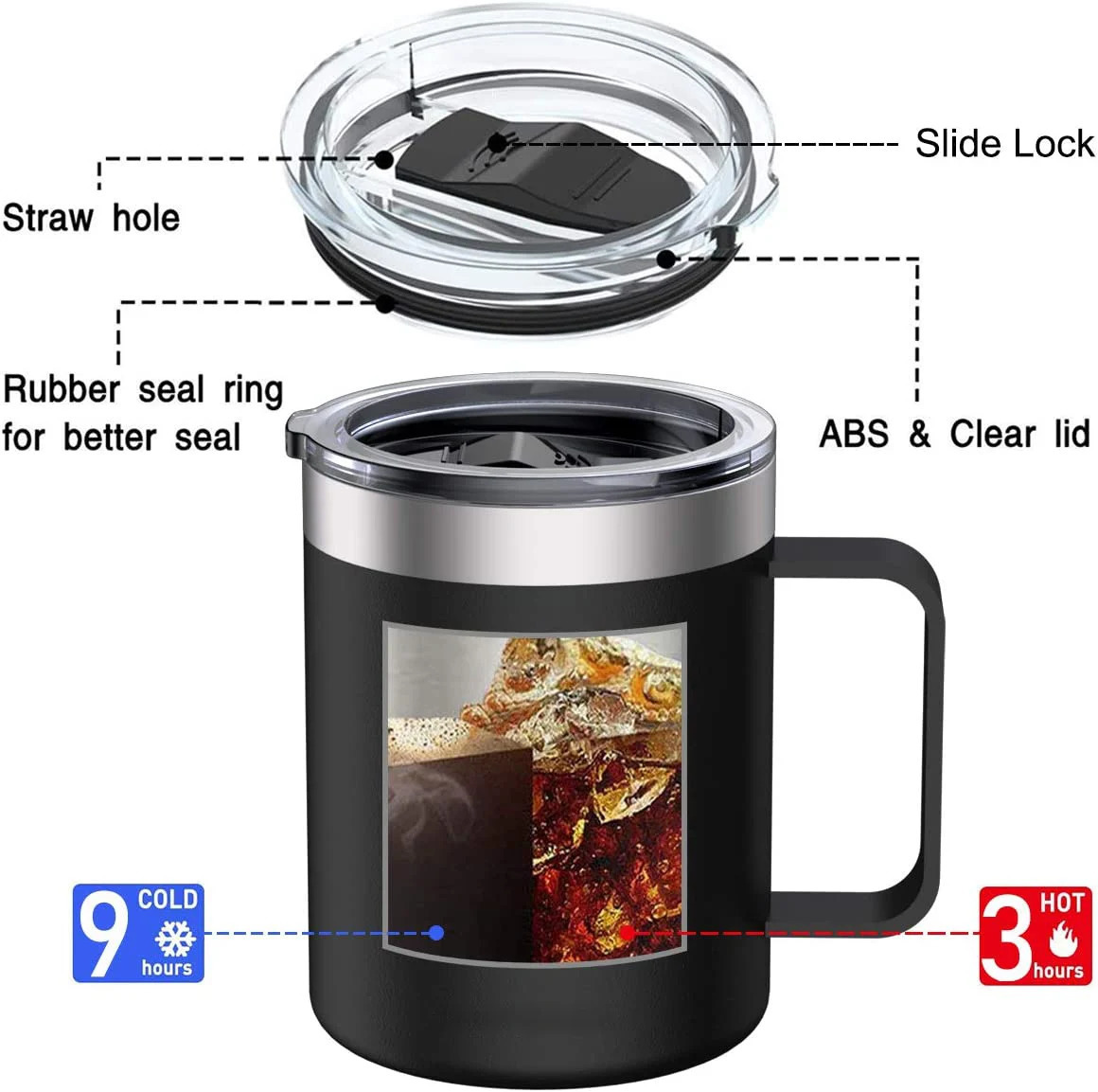 Stainless Steel Insulated Coffee Mug Tumbler with Handle 12 oz 360ml Tumbler Cup with Lid for Cold Drinks 250109