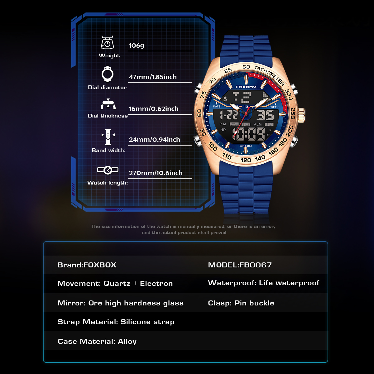 LIGE Fashion Sports Timing Code Men's Dual Display Electronic Watch Calendar Function Waterproof Luminous Silicone Watch