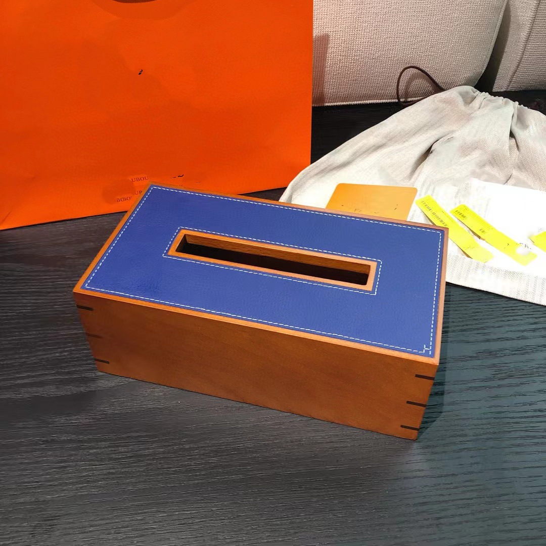 Tissue Boxes Solid Wood Living Rooms Coffee Table Leather Napkins Box Packaging Household Gift