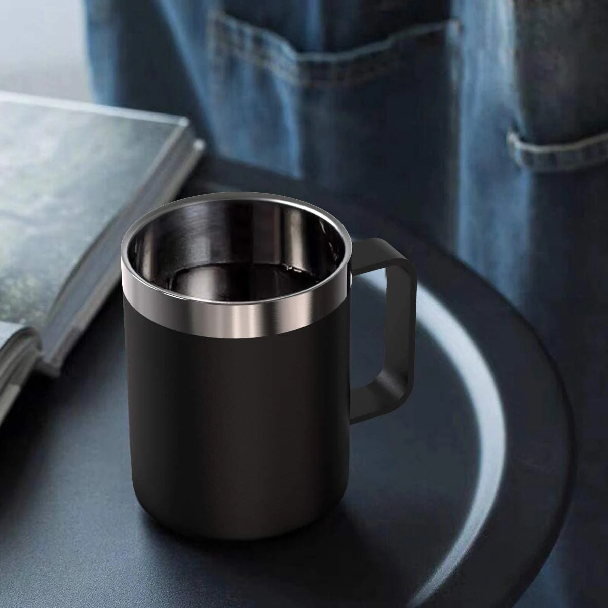 Stainless Steel Insulated Coffee Mug Tumbler with Handle 12 oz 360ml Tumbler Cup with Lid for Cold Drinks 250109