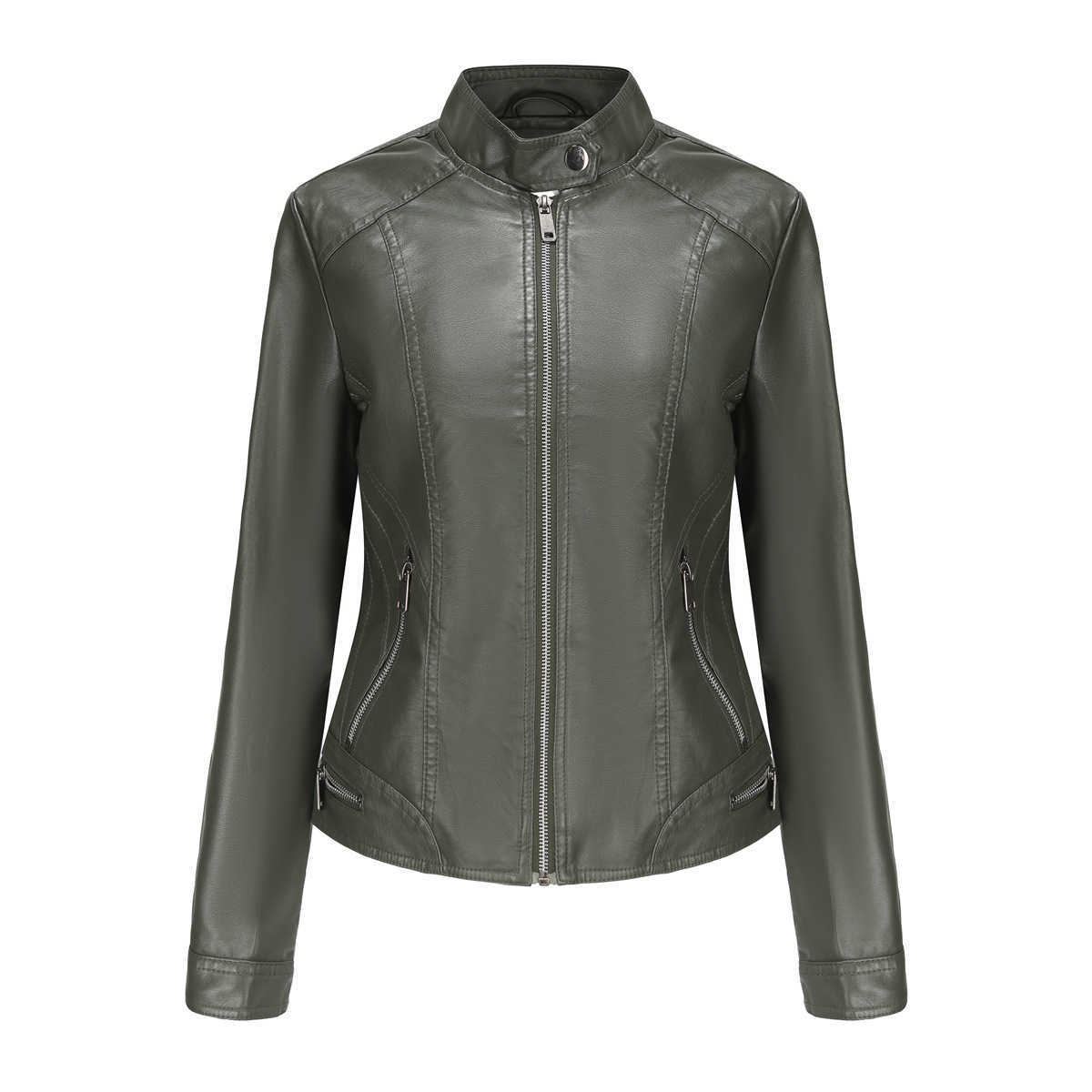 New Womens Leather Long Sleeve Spring and Autumn Thin Jacket Womens Leather Womens Jacket 241209