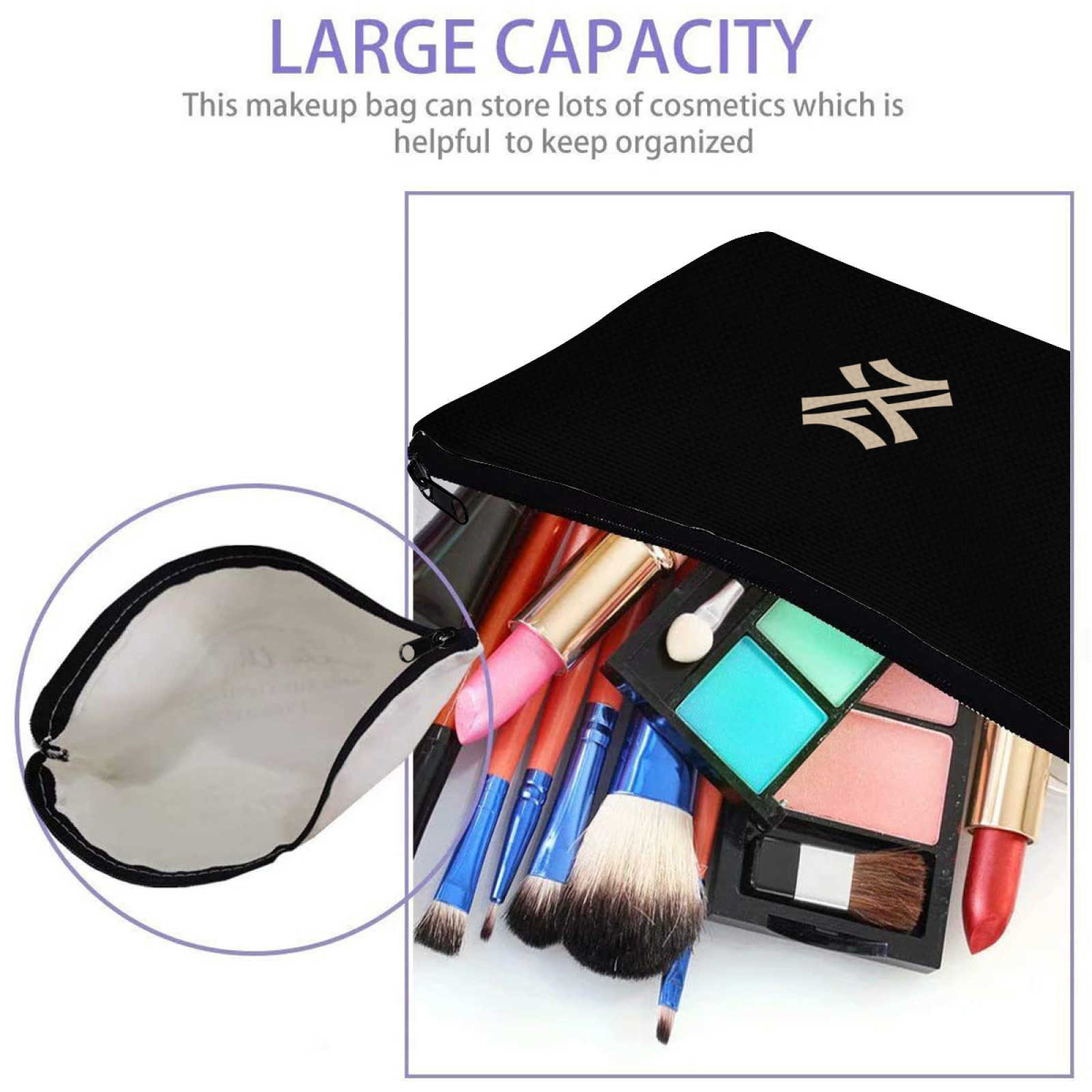 NXY Womens Fashion Solid Color Cosmetic Bags Portable Canvas Toiletry Bag Organizer Vintage Printing Makeup Bag Large Capacity Storage Bag Hip