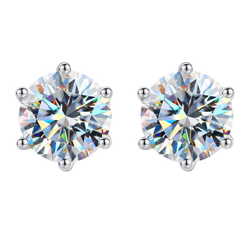 pass dia tester VVS1 D color moissanite earrings designer for women sterg sier 6 prong stud earring plated gold jewelry woman valentines day gift