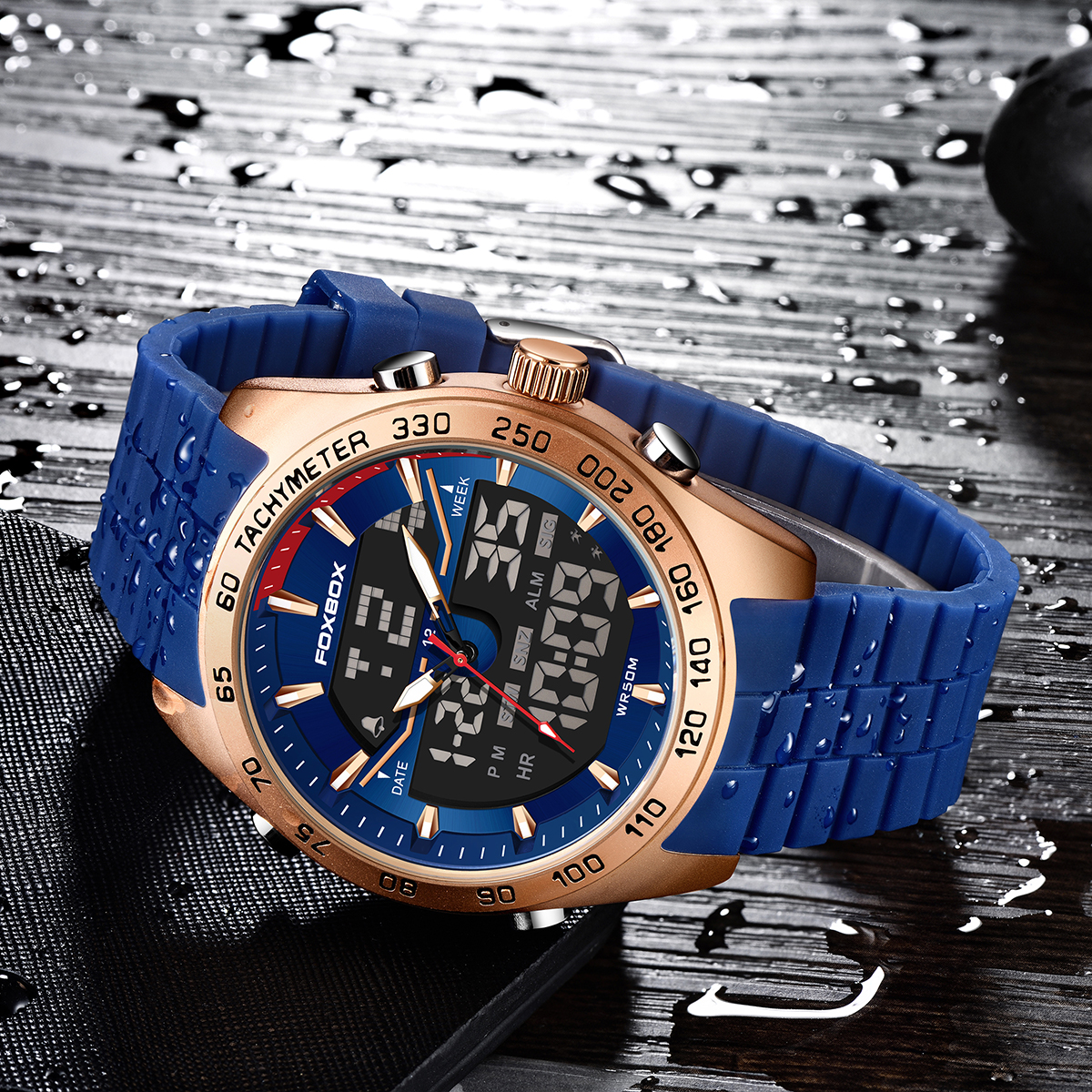 LIGE Fashion Sports Timing Code Men's Dual Display Electronic Watch Calendar Function Waterproof Luminous Silicone Watch
