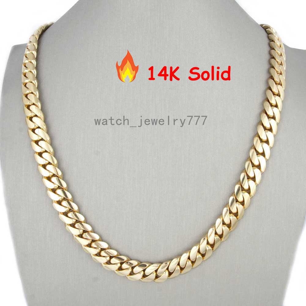 Cubana Hip Hop Jewelry Design Luxury Custom Solid 14K Real Yellow Gold Heavy Plain Miami Cuban Curb Link Chain For Men