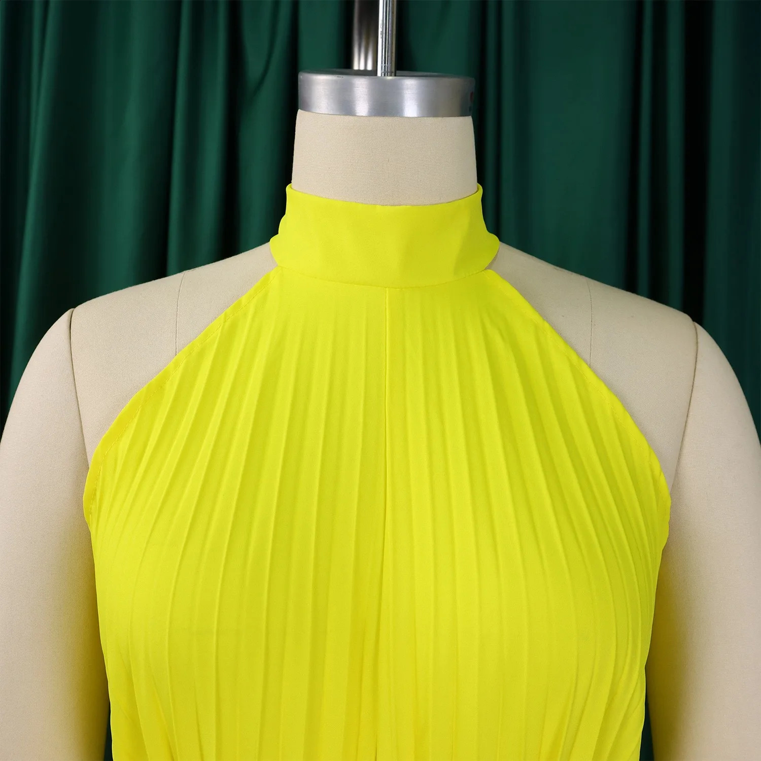 Elegant Pleated Jumpsuits for Women O Neck Sleeveless Belt Waisted Floor Length Birthday Party Outfits Overalls Clothes 250109