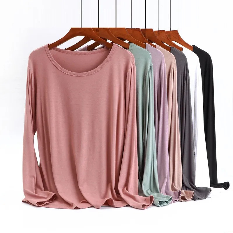 Womens round-neck loose top fattening fat MM large-size long-sleeved inner T-shirt spring and summer undershirt simple 250122