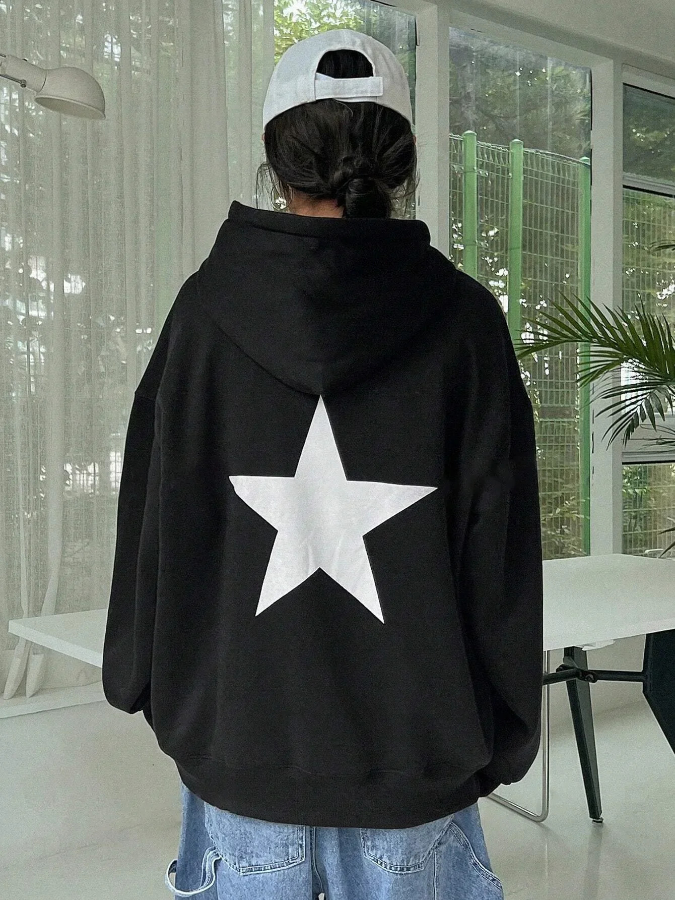 Cute Bear Back Print Women Hoodies Loose Hoodie Autumn Winter Hooded Pullover Streetwear Fashion Unisex Sweatshirts Tops 250121