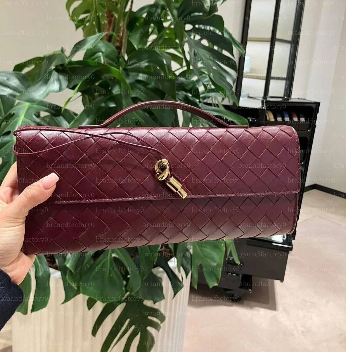 Luxury Real Long Clutch Andiamo with Handle Intrecciato Craftsmanship Leather Women Shoulder Bags Purses and Handbags Famous Designer Evening Bag 2559 r7