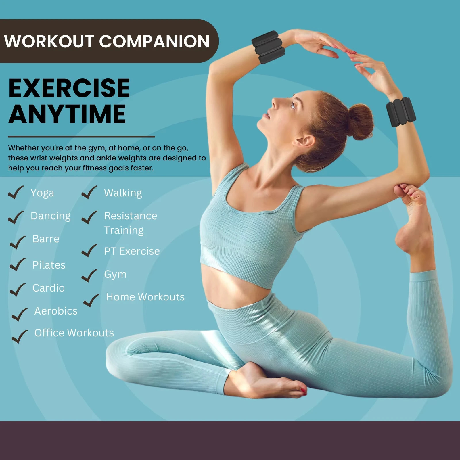 A Pair Weight Bracelet Wearable Wrist Ankle Weights Adjustable Arm Leg Weights Bracelet for Yoga Running Cardio Gym Workouts 250122 - view 3