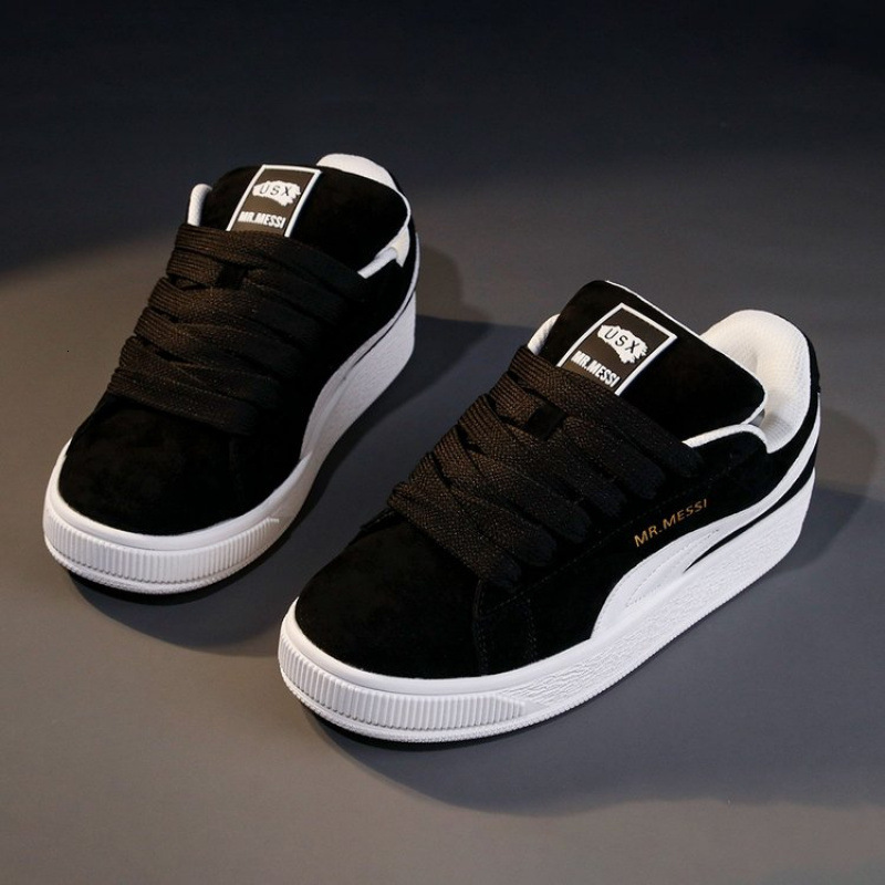 Trendy Low Top Versatile Student Genuine Soft Leather Women's Board Shoes, Casual Classic Sports Breathable Suede White Shoes