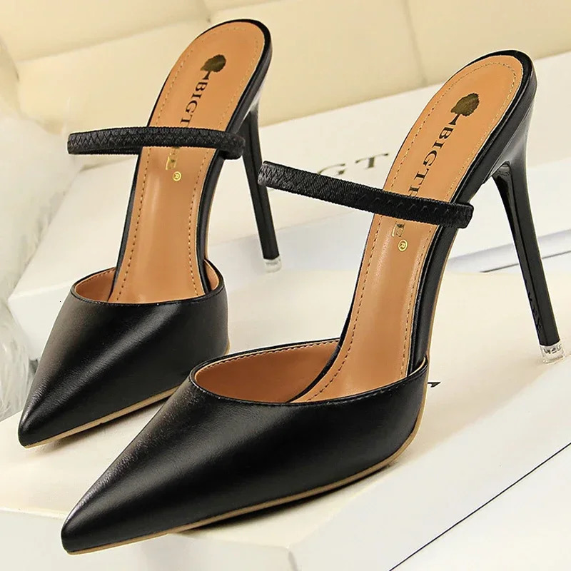 BIGTREE Shoes Sandals Women Summer High Heels Slippers Pu Heeled Stiletto Ladies Fashion Female Pumps 250117BJ - view 1