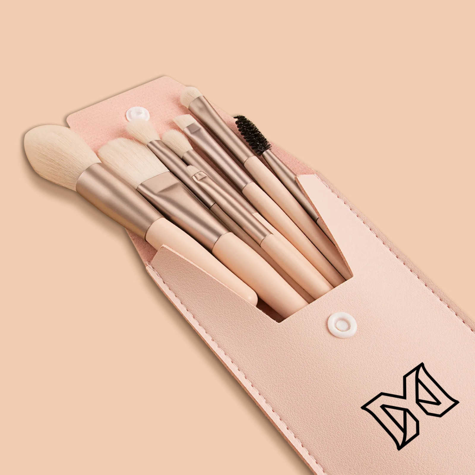 NXY Leather Makeup Bag With 8 Makeup Pens Ladies High Appearance Cosmetic Bag Pink Travel Washing Bag Makeup Storage Bag Hip