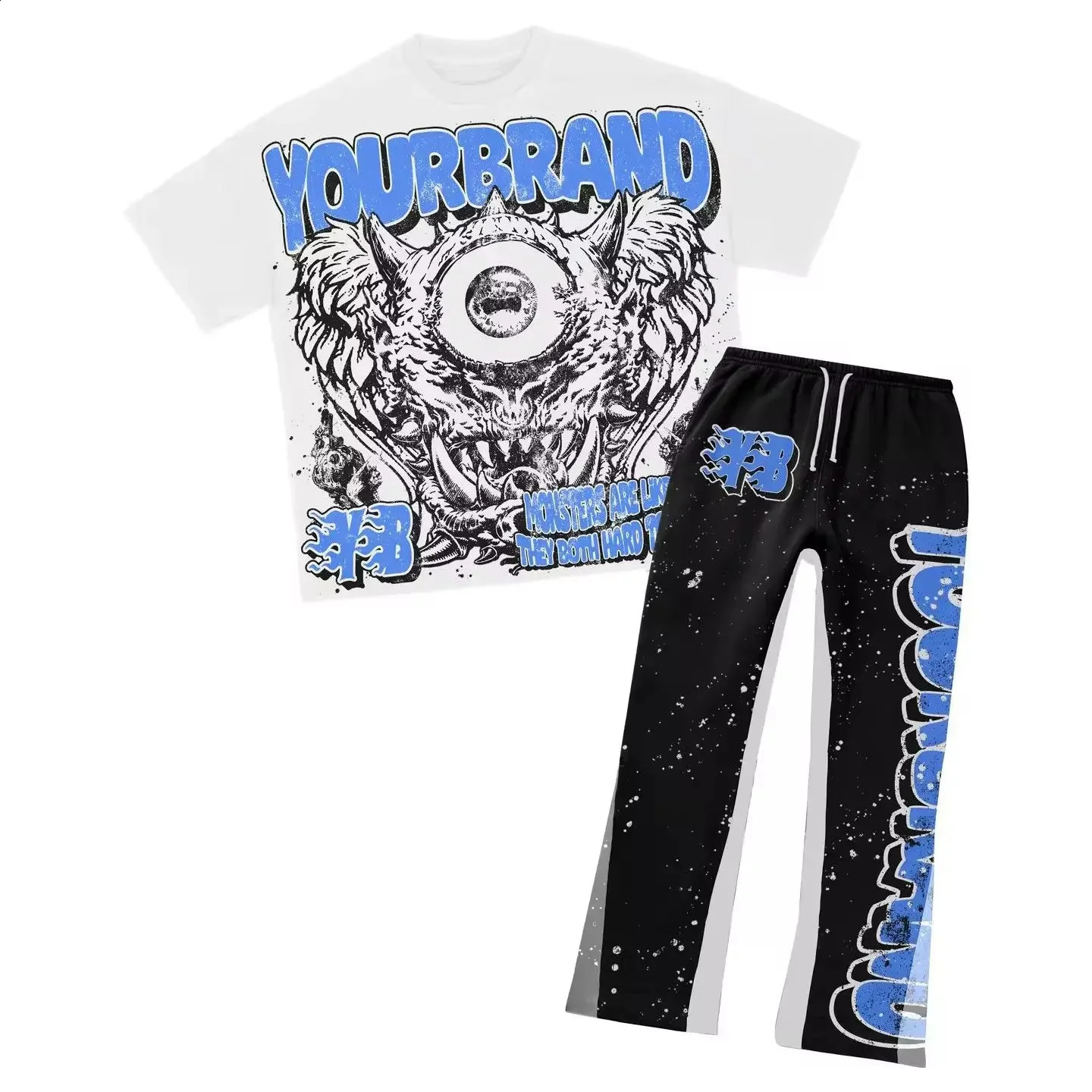 Mens Summer Clothes Couple Set Fashion Suits Personalized Patterns Prints Clothing American Style Street Graffiti T-shirts 250109