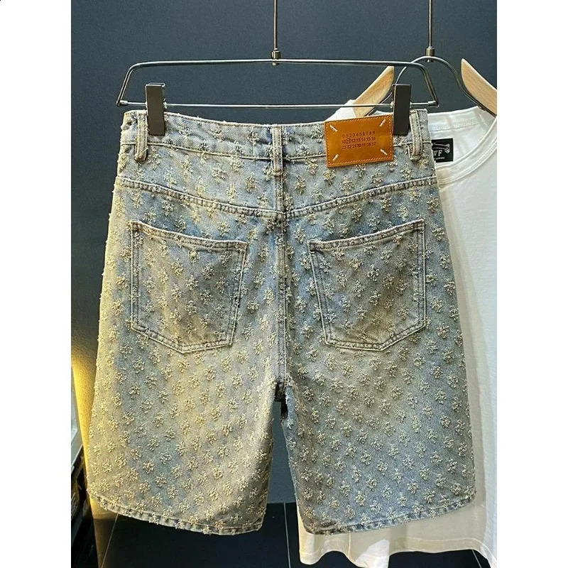 Summer Black Washed Denim Shorts Mens Jeans ner High Street Fashion Loose Firt Straight Leg Male Fifth Pants 250113