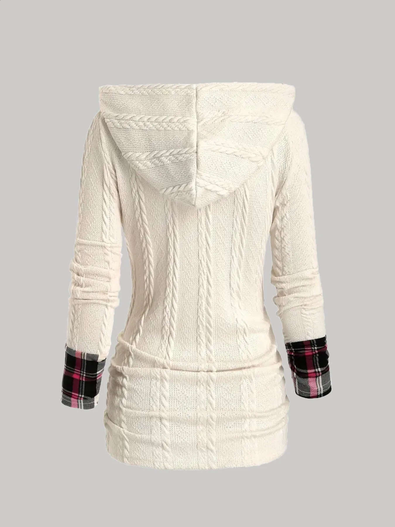 Plus Size Womens Suit Hooded Sweatshirts Colorblock Plaid Print Hoodie Drawstring Textured Tops Long Pants Twopiece Set 250122