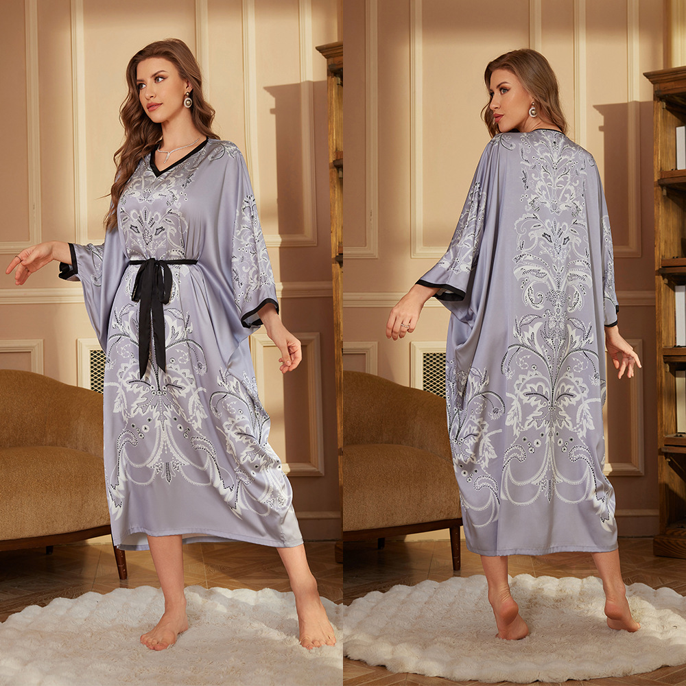 ZM2-Women's pure cotton pajamas autumn and winter new long-sleeved simple cardigan printed casual large size home clothes girl suit