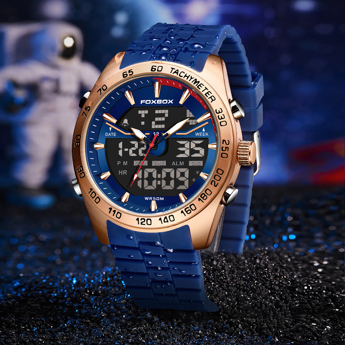 LIGE Fashion Sports Timing Code Men's Dual Display Electronic Watch Calendar Function Waterproof Luminous Silicone Watch