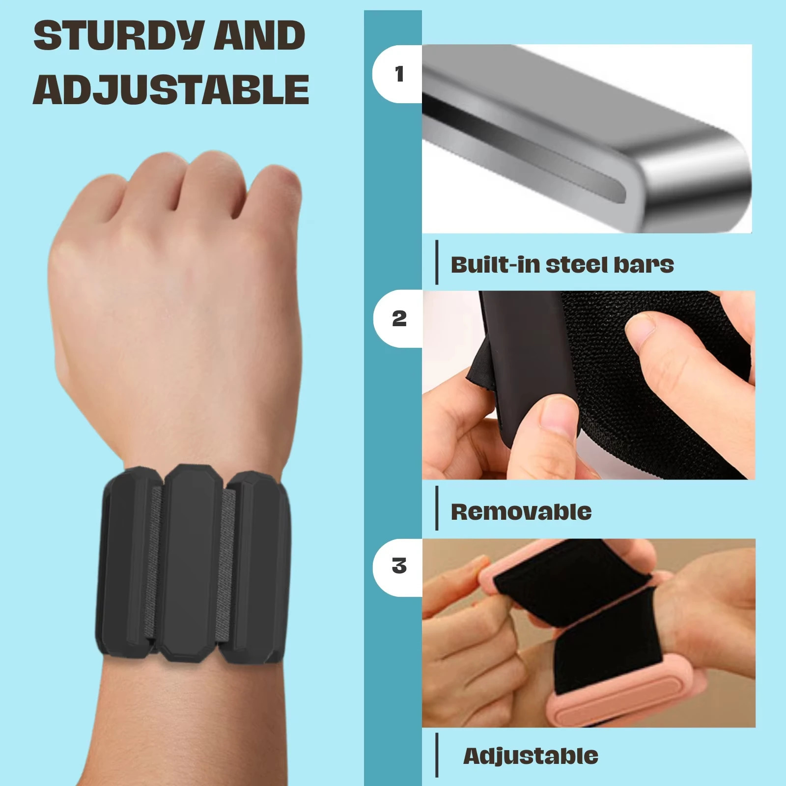 A Pair Weight Bracelet Wearable Wrist Ankle Weights Adjustable Arm Leg Weights Bracelet for Yoga Running Cardio Gym Workouts 250122 - view 4