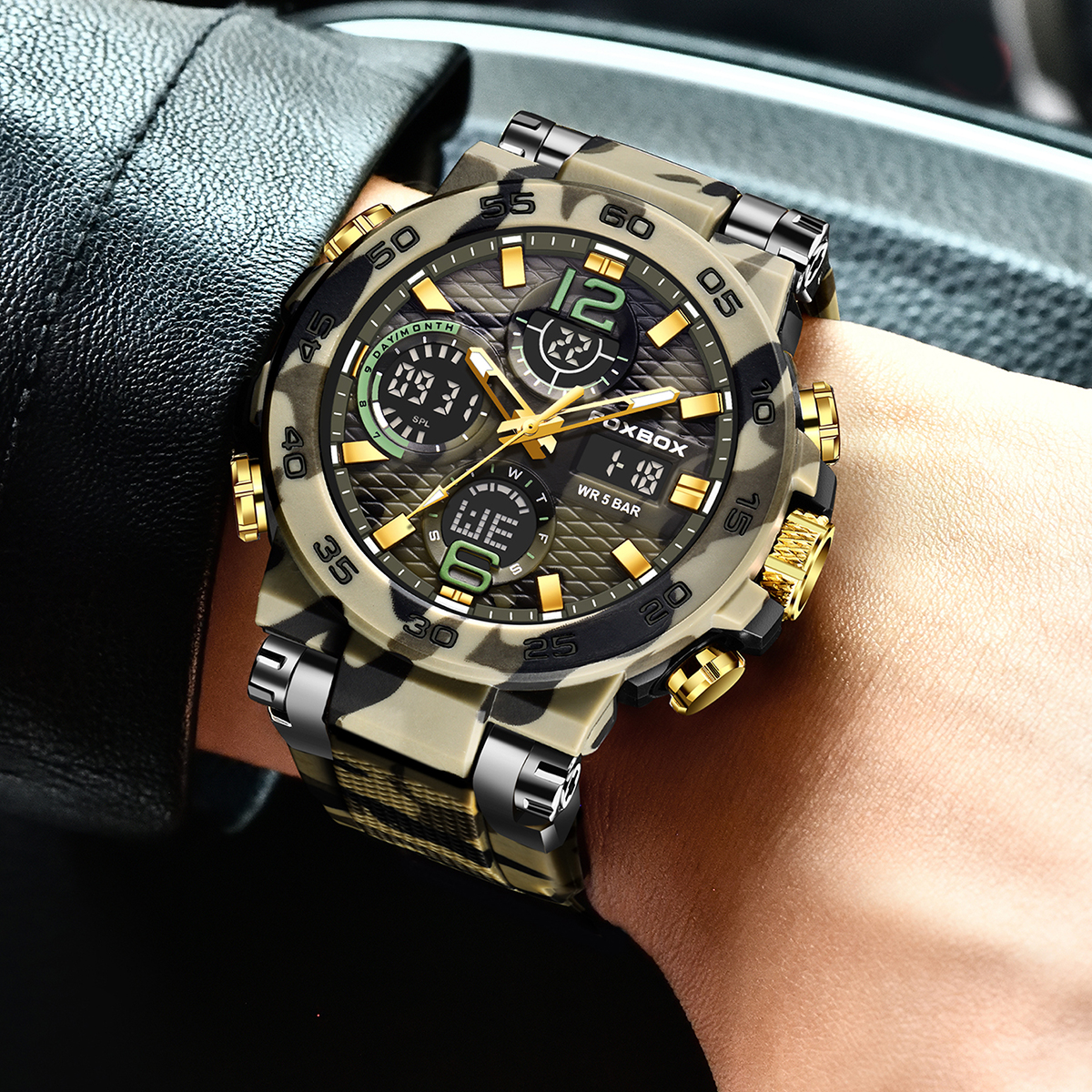 LIGE's new multifunctional fashionable sports timing code watch with waterproof and luminous dual display electronic watch