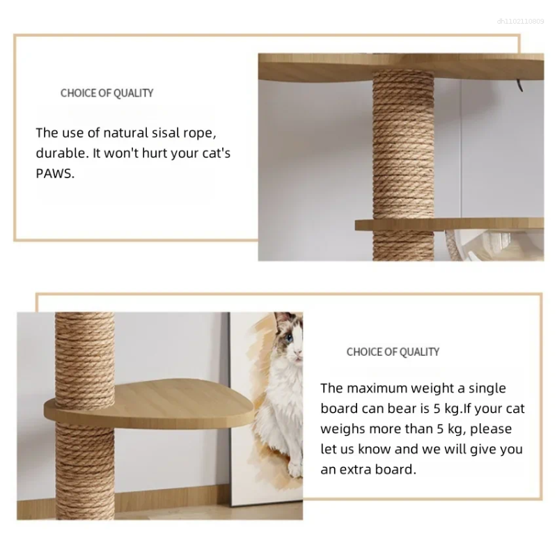 Adjustable Cat Tree House Tower Floor To Ceiling Cats Multi-Level Condo With Scratching Post Hammock Pet Products