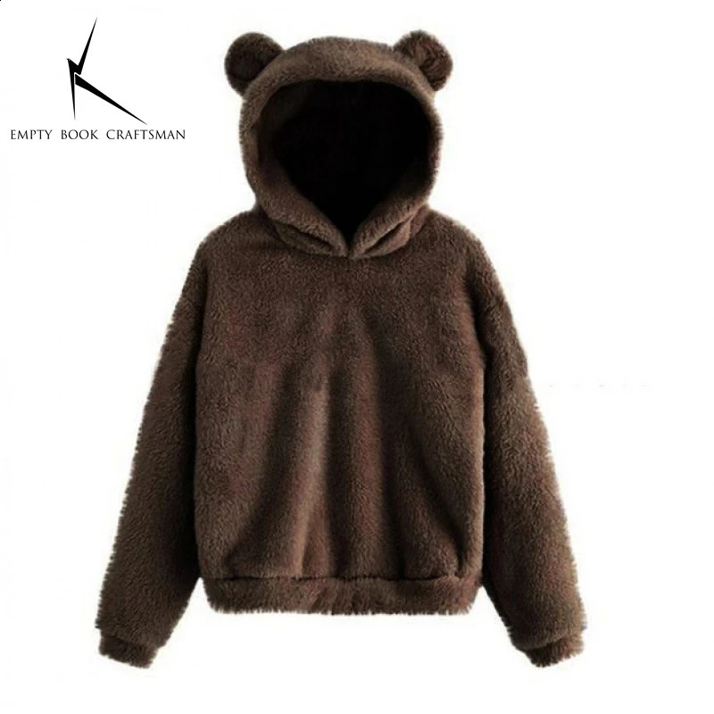 Autumn Winter Womens Hoodies Women Long Sleeve Rabbit Ear Hood Sweatshirt Cute Plush Warm Casual Hoodie Tops 250121