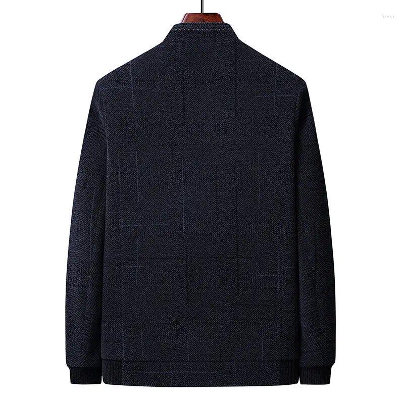 Men's Jackets Spring And Autumn Stand Collar Chenille Fabric Trend Dad Wool Coat Handsome Clothes